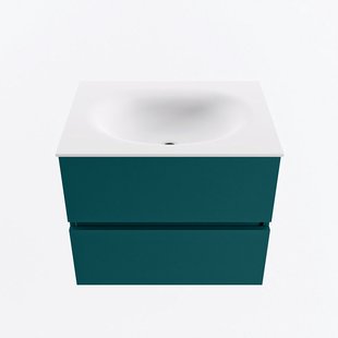 MONDIAZ VICA 60cm badmeubel onderkast Smag 2 lades. Wastafel MOON midden zonder kraangat, kleur Talc.