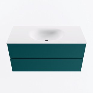 MONDIAZ VICA 100cm badmeubel onderkast Smag 2 lades. Wastafel MOON midden 1 kraangat, kleur Talc.