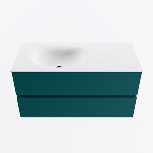 MONDIAZ VICA 100cm badmeubel onderkast Smag 2 lades. Wastafel MOON links 1 kraangat, kleur Talc.