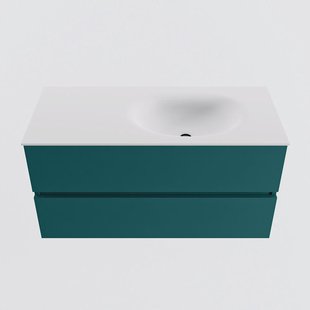 MONDIAZ VICA 100cm badmeubel onderkast Smag 2 lades. Wastafel MOON rechts 1 kraangat, kleur Talc.