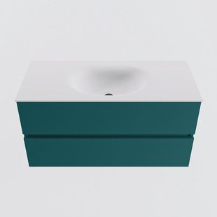 MONDIAZ VICA 100cm badmeubel onderkast Smag 2 lades. Wastafel MOON midden zonder kraangat, kleur Talc.