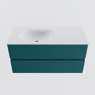 MONDIAZ VICA 100cm badmeubel onderkast Smag 2 lades. Wastafel MOON links zonder kraangat, kleur Talc.