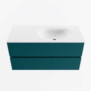 MONDIAZ VICA 100cm badmeubel onderkast Smag 2 lades. Wastafel MOON rechts zonder kraangat, kleur Talc.