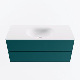 MONDIAZ VICA 110cm badmeubel onderkast Smag 2 lades. Wastafel MOON midden 1 kraangat, kleur Talc.