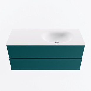 MONDIAZ VICA 110cm badmeubel onderkast Smag 2 lades. Wastafel MOON rechts 1 kraangat, kleur Talc.