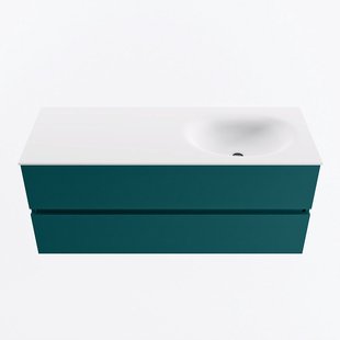 MONDIAZ VICA 120cm badmeubel onderkast Smag 2 lades. Wastafel MOON rechts 1 kraangat, kleur Talc.