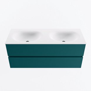 MONDIAZ VICA 120cm badmeubel onderkast Smag 2 lades. Wastafel MOON dubbel zonder kraangat, kleur Talc.