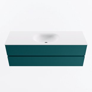 MONDIAZ VICA 140cm badmeubel onderkast Smag 2 lades. Wastafel MOON midden zonder kraangat, kleur Talc.