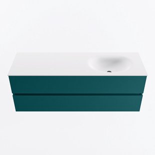 MONDIAZ VICA 140cm badmeubel onderkast Smag 2 lades. Wastafel MOON rechts zonder kraangat, kleur Talc.