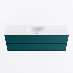 MONDIAZ VICA 150cm badmeubel onderkast Smag 2 lades. Wastafel MOON midden zonder kraangat, kleur Talc.