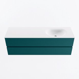 MONDIAZ VICA 150cm badmeubel onderkast Smag 2 lades. Wastafel MOON rechts zonder kraangat, kleur Talc.