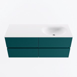 MONDIAZ VICA 120cm badmeubel onderkast Smag 4 lades. Wastafel MOON rechts 1 kraangat, kleur Talc.