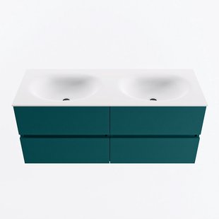 MONDIAZ VICA 120cm badmeubel onderkast Smag 4 lades. Wastafel MOON dubbel 2 kraangaten, kleur Talc.