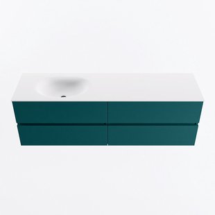 MONDIAZ VICA 160cm badmeubel onderkast Smag 4 lades. Wastafel MOON links 1 kraangat, kleur Talc.