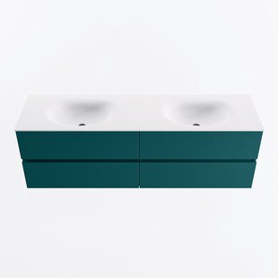 MONDIAZ VICA 160cm badmeubel onderkast Smag 4 lades. Wastafel MOON dubbel 2 kraangaten, kleur Talc.