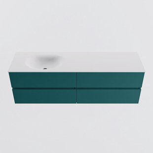 MONDIAZ VICA 160cm badmeubel onderkast Smag 4 lades. Wastafel MOON links zonder kraangat, kleur Talc.