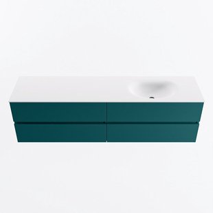 MONDIAZ VICA 180cm badmeubel onderkast Smag 4 lades. Wastafel MOON rechts 1 kraangat, kleur Talc.