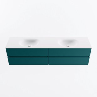 MONDIAZ VICA 190cm badmeubel onderkast Smag 4 lades. Wastafel MOON dubbel 2 kraangaten, kleur Talc.