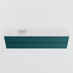 MONDIAZ VICA 200cm badmeubel onderkast Smag 4 lades. Wastafel MOON links zonder kraangat, kleur Talc.