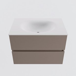 MONDIAZ VICA 70cm badmeubel onderkast Smoke 2 lades. Wastafel MOON midden zonder kraangat, kleur Talc.