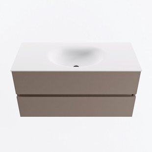 MONDIAZ VICA 100cm badmeubel onderkast Smoke 2 lades. Wastafel MOON midden 1 kraangat, kleur Talc.