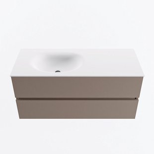 MONDIAZ VICA 110cm badmeubel onderkast Smoke 2 lades. Wastafel MOON links 1 kraangat, kleur Talc.