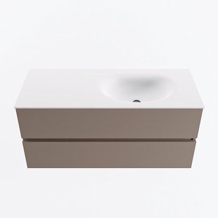 MONDIAZ VICA 110cm badmeubel onderkast Smoke 2 lades. Wastafel MOON rechts 1 kraangat, kleur Talc.