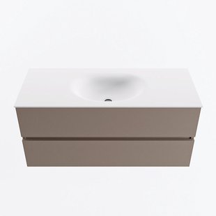 MONDIAZ VICA 110cm badmeubel onderkast Smoke 2 lades. Wastafel MOON midden zonder kraangat, kleur Talc.