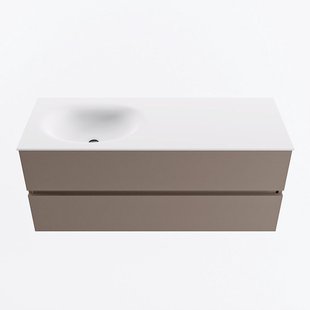 MONDIAZ VICA 120cm badmeubel onderkast Smoke 2 lades. Wastafel MOON links 1 kraangat, kleur Talc.