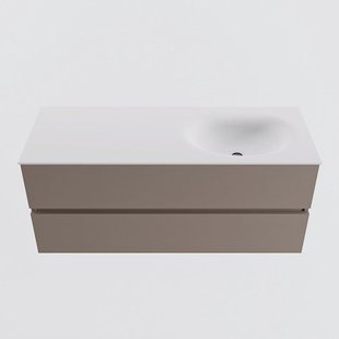 MONDIAZ VICA 120cm badmeubel onderkast Smoke 2 lades. Wastafel MOON rechts 1 kraangat, kleur Talc.