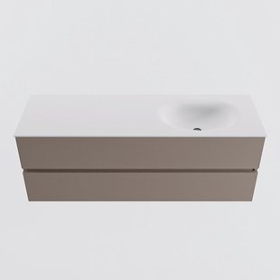 MONDIAZ VICA 140cm badmeubel onderkast Smoke 2 lades. Wastafel MOON rechts 1 kraangat, kleur Talc.