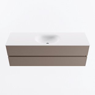 MONDIAZ VICA 150cm badmeubel onderkast Smoke 2 lades. Wastafel MOON midden zonder kraangat, kleur Talc.