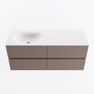 MONDIAZ VICA 120cm badmeubel onderkast Smoke 4 lades. Wastafel MOON links zonder kraangat, kleur Talc.