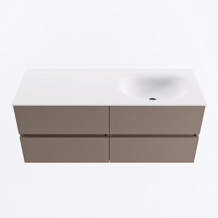 MONDIAZ VICA 120cm badmeubel onderkast Smoke 4 lades. Wastafel MOON rechts zonder kraangat, kleur Talc.