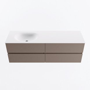 MONDIAZ VICA 150cm badmeubel onderkast Smoke 4 lades. Wastafel MOON links zonder kraangat, kleur Talc.