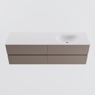 MONDIAZ VICA 160cm badmeubel onderkast Smoke 4 lades. Wastafel MOON rechts zonder kraangat, kleur Talc.