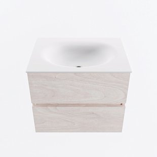 MONDIAZ VICA 60cm badmeubel onderkast Underlayment 2 lades. Wastafel MOON midden 1 kraangat, kleur Talc.