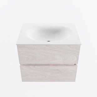 MONDIAZ VICA 60cm badmeubel onderkast Underlayment 2 lades. Wastafel MOON midden zonder kraangat, kleur Talc.