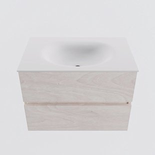 MONDIAZ VICA 70cm badmeubel onderkast Underlayment 2 lades. Wastafel MOON midden 1 kraangat, kleur Talc.