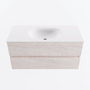MONDIAZ VICA 100cm badmeubel onderkast Underlayment 2 lades. Wastafel MOON midden 1 kraangat, kleur Talc.