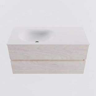 MONDIAZ VICA 100cm badmeubel onderkast Underlayment 2 lades. Wastafel MOON links 1 kraangat, kleur Talc.
