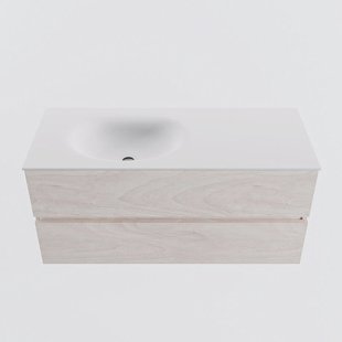 MONDIAZ VICA 110cm badmeubel onderkast Underlayment 2 lades. Wastafel MOON links 1 kraangat, kleur Talc.