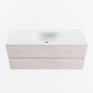 MONDIAZ VICA 120cm badmeubel onderkast Underlayment 2 lades. Wastafel MOON midden 1 kraangat, kleur Talc.