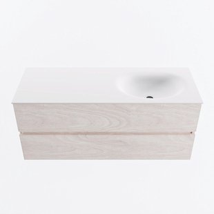 MONDIAZ VICA 120cm badmeubel onderkast Underlayment 2 lades. Wastafel MOON rechts 1 kraangat, kleur Talc.