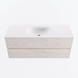 MONDIAZ VICA 120cm badmeubel onderkast Underlayment 2 lades. Wastafel MOON midden zonder kraangat, kleur Talc.