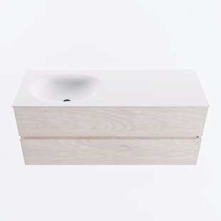 MONDIAZ VICA 120cm badmeubel onderkast Underlayment 2 lades. Wastafel MOON links zonder kraangat, kleur Talc.