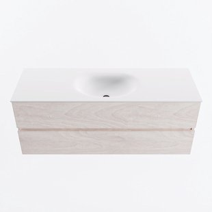 MONDIAZ VICA 130cm badmeubel onderkast Underlayment 2 lades. Wastafel MOON midden 1 kraangat, kleur Talc.