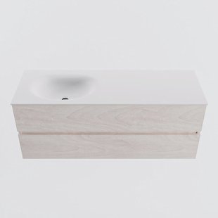 MONDIAZ VICA 130cm badmeubel onderkast Underlayment 2 lades. Wastafel MOON links 1 kraangat, kleur Talc.