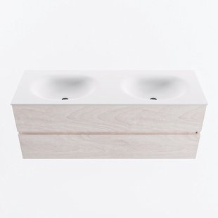 MONDIAZ VICA 130cm badmeubel onderkast Underlayment 2 lades. Wastafel MOON dubbel 2 kraangaten, kleur Talc.
