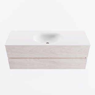 MONDIAZ VICA 130cm badmeubel onderkast Underlayment 2 lades. Wastafel MOON midden zonder kraangat, kleur Talc.